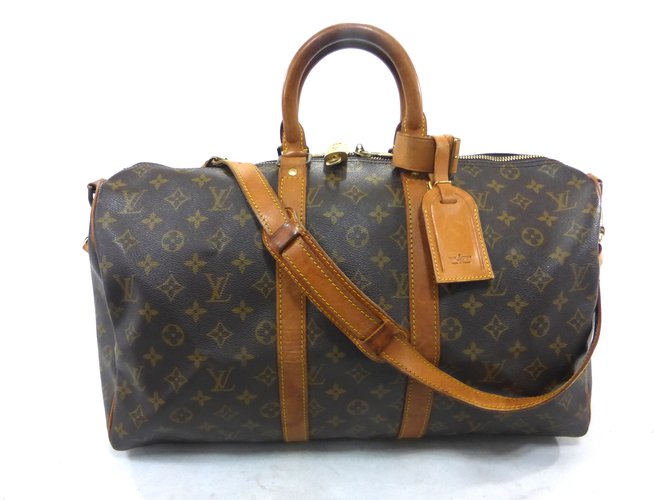 Louis Vuitton KEEPALL 45 BANDOULIERE MONOGRAM Cuir Marron  ref.94667