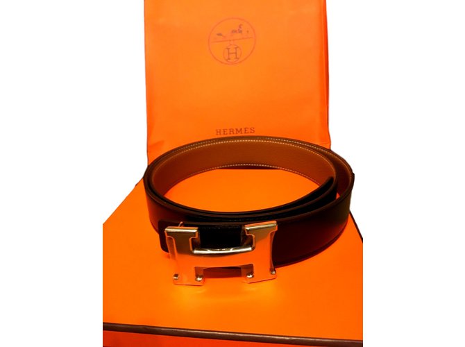 Hermès new belt Brown Beige Leather  ref.94677