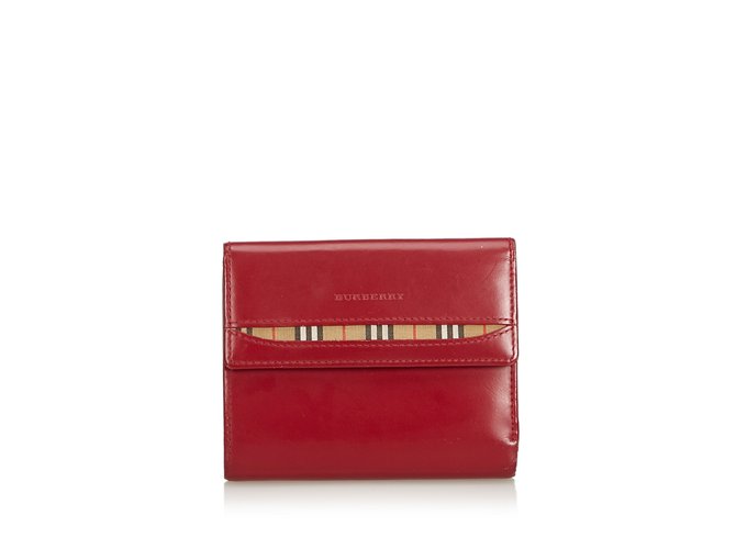 Burberry Bi-Fold Leather Wallet Red  ref.94694