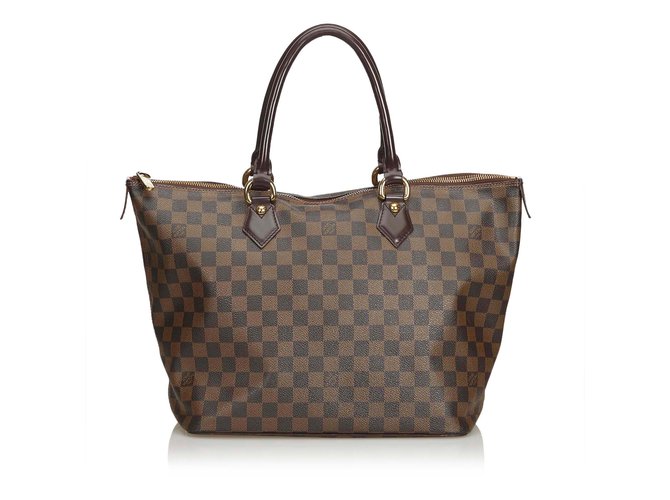 Louis Vuitton Damier level Saleya MM Brown Leather Cloth  ref.94707