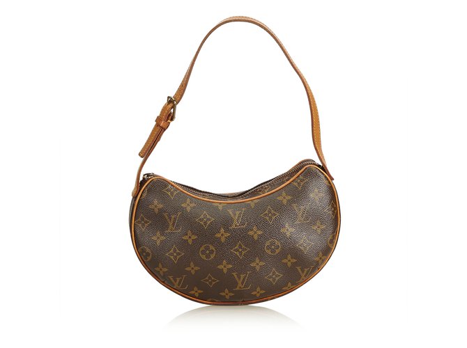 Louis Vuitton Monogram Croissant MM Brown Leather Cloth  ref.94709