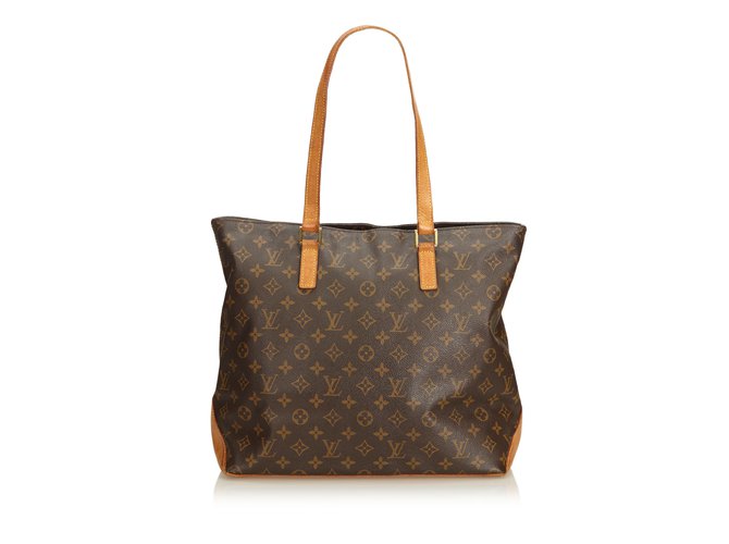 Mezzo Louis Vuitton Monogram Cabas Half Brown Leather Cloth  ref.94714