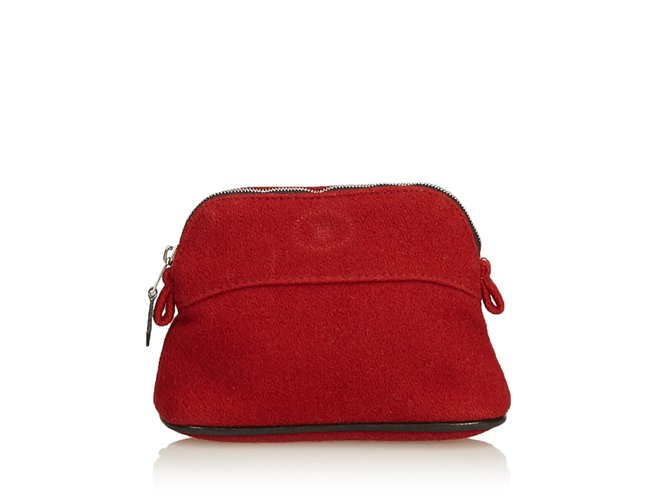 Hermès Bolide Travel Kit Schwarz Rot Wolle Tuch  ref.94730