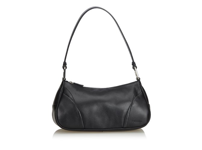 Prada Leather Baguette Black  ref.94748