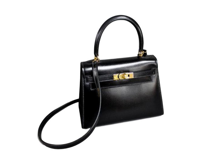 Hermès MINI KELLY SELLIER Black Leather  ref.95072