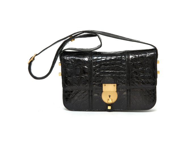 Céline LOCKER BOX BLACK CROCO Exotic leather  ref.95096