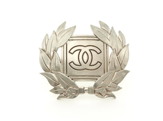 Chanel SILVER CC LAURELS Plata Metal  ref.98196