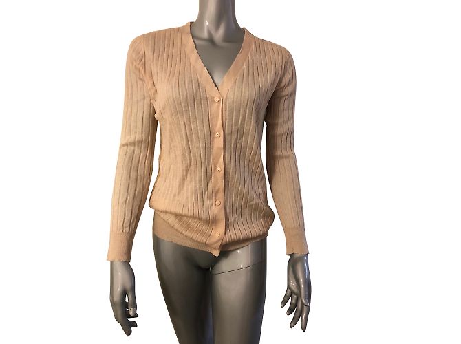 Autre Marque Beige Weste mit hellgoldenem Klingeneffekt