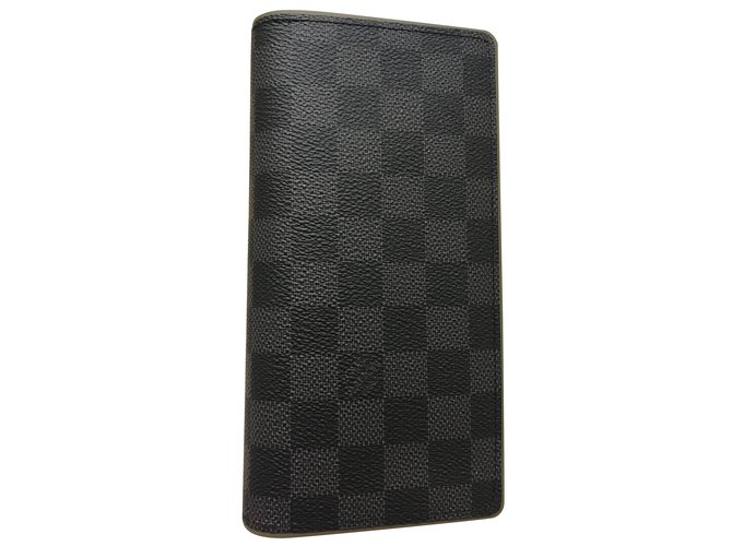 LOUIS VUITTON Brazza Wallet Black Cloth  ref.98240