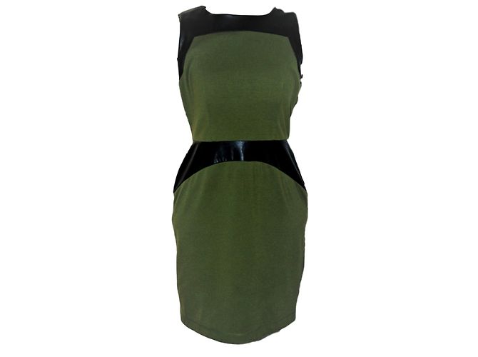 Calvin Klein Kleid Schwarz Khaki Olivgrün Polyester