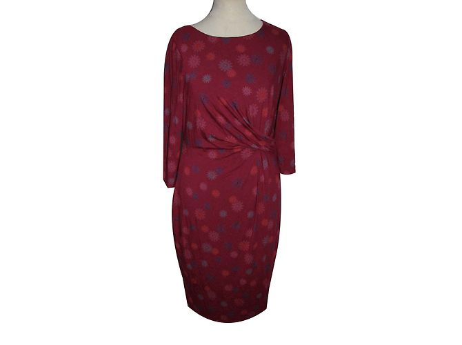 Autre Marque Vestido drapeado con mangas 3/4. Multicolor Fucsia
