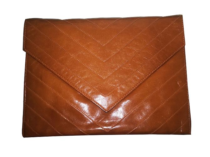 Yves Saint Laurent Leather Clutch Caramel 