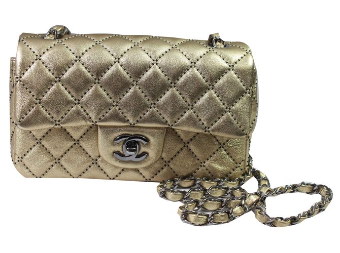 Timeless Chanel Mini Classic Golden Leather  ref.98375