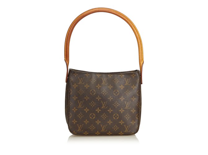 Louis Vuitton Monogram Looping MM Brown Leather Cloth  ref.98415