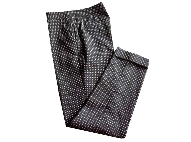 Etro Pants, leggings Black White Cotton Polyester  ref.98448