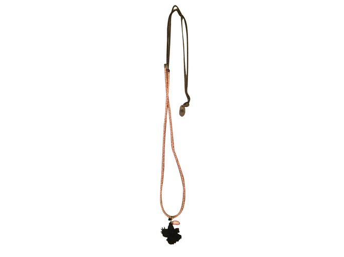 Isabel Marant Etoile Long necklaces Black Pink Silk  ref.98468
