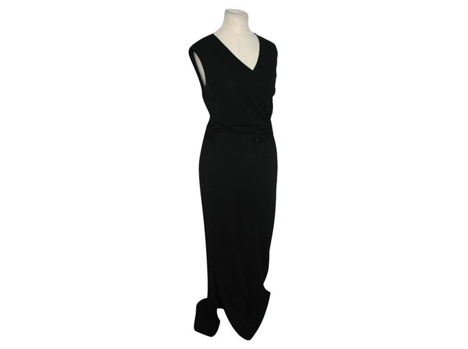 Max Mara Long black dress with belt  ref.98495