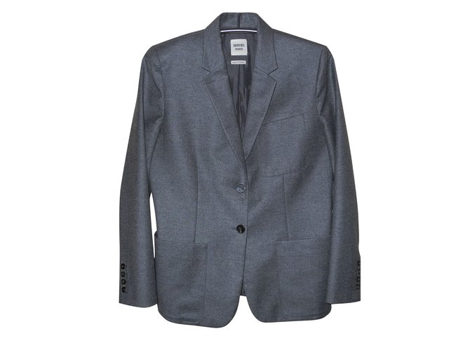 Hermès lã cinza e jaqueta de cashmere Casimira  ref.98499