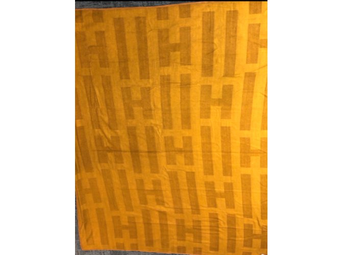 Hermès Hermes Cachemira y manta de seda. Castaño  ref.98524