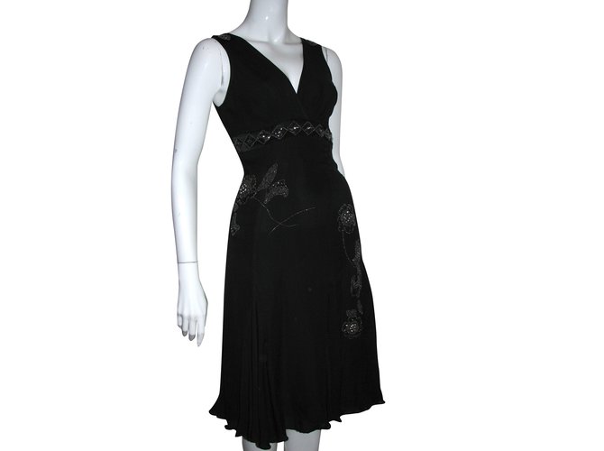 Ted Baker Silk dress with metal embroidery Black  ref.98529