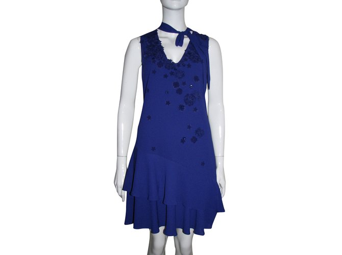 Karen Millen Vestido deslumbrante novo Azul Poliéster  ref.98533