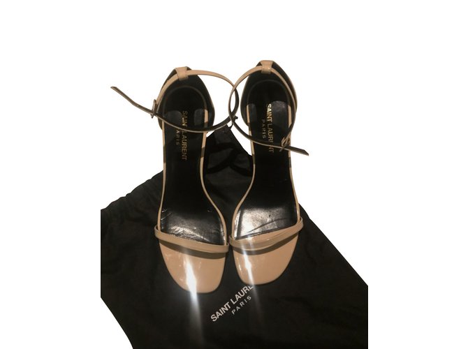 Saint Laurent sandals Beige Patent leather  ref.98558