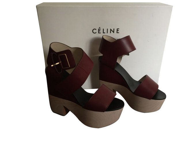 Céline sandals Dark red Leather  ref.98562