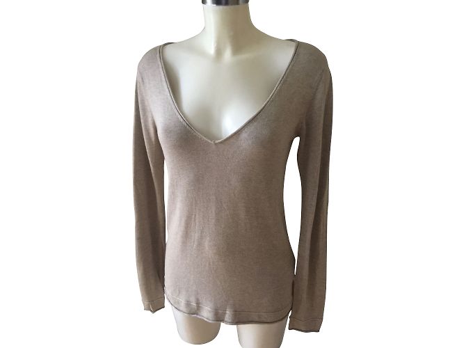 Berenice Strickpullover Beige Baumwolle Viskose Gr. M