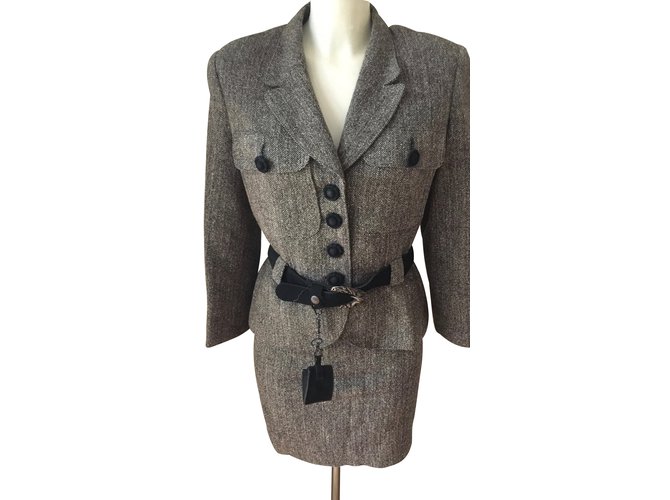Georges Rech Skirt suit Beige Light brown Wool  ref.98581