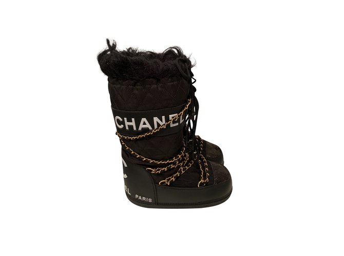 Chanel Stiefel Schwarz Leder  ref.98601