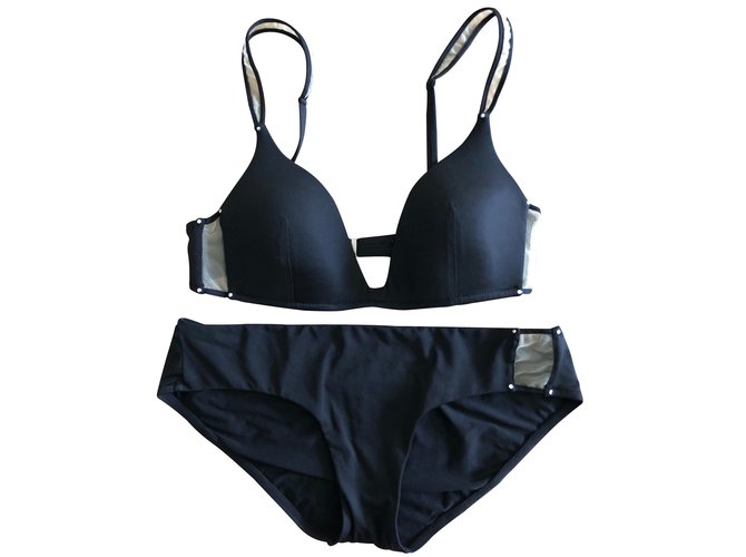 swimsuit black 2 pieces Andres Sarda Beige Polyamide  ref.98608