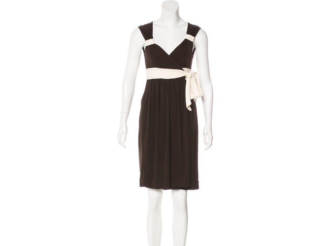 Diane Von Furstenberg Wrap dress Dora Brown Cream Viscose Polyamide  ref.98615