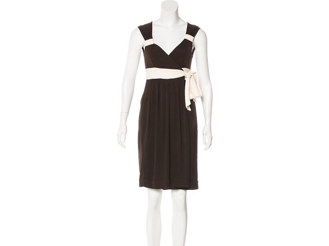 Vestido wrap Diane Von Furstenberg Dora marrom e creme Cru