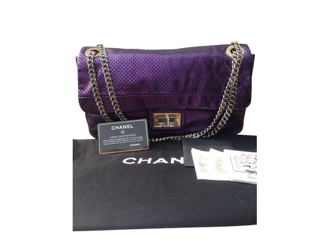 Chanel Handbags Purple Lambskin  ref.98624