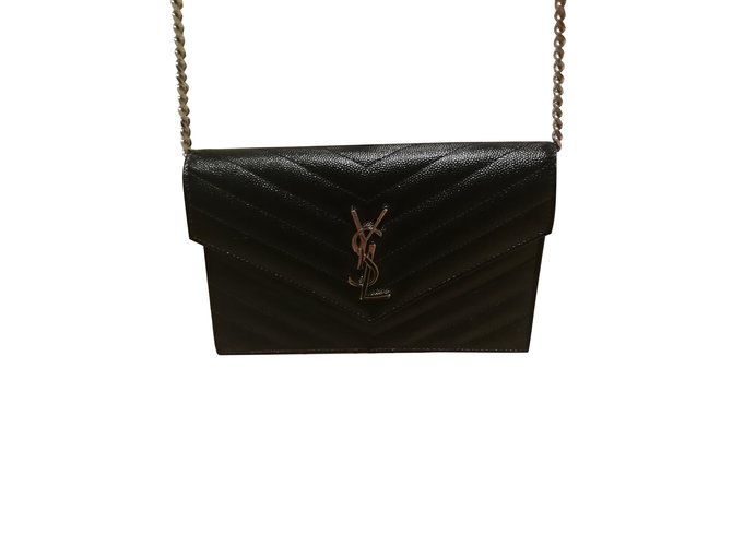 Yves Saint Laurent Sac Wallet of chain saint Laurent Black Leather  ref.98651