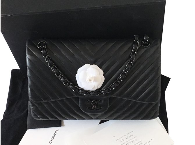 Chanel Timeless soblack Leather  ref.98734