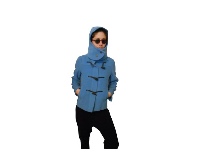 Burberry quoise with removable hood Petit caban size 36/38 en turquoise blue with detachable hood Wool  ref.98735