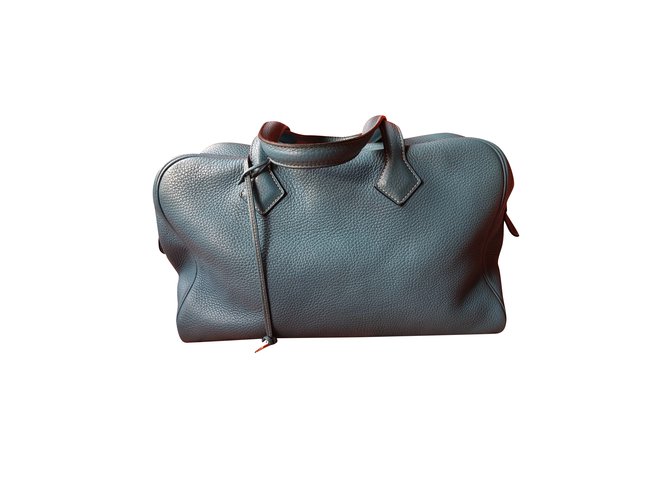 Hermès Victoria Light blue Leather  ref.98740