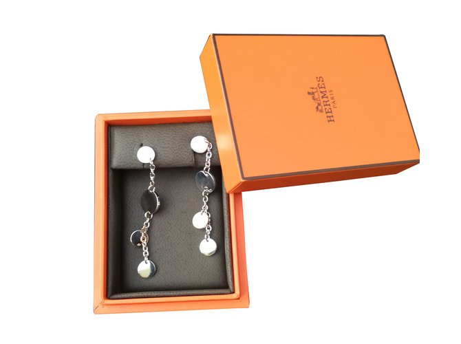Hermès earrings model confetti Silvery Golden Silver Yellow gold  ref.98799