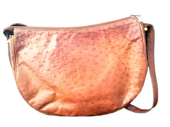 Bolso vintage raro de piel de avestruz Céline Coñac Cueros exoticos  ref.98818