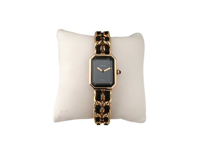 Première Chanel Relógios finos Preto Banhado a ouro  ref.98819