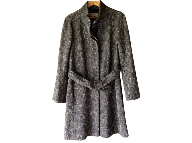Gerard Darel Coats, Outerwear Black White Cotton Wool  ref.98885