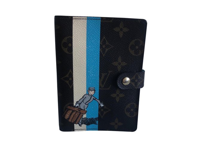 Louis Vuitton Agenda pequena Groombell Marrom Couro  ref.113726