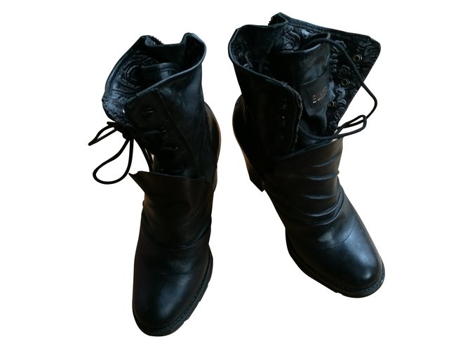Autre Marque Ankle boots Black Leather  ref.98916