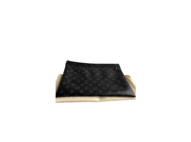 Louis Vuitton Eclipse clutch Grey Leather  ref.98926