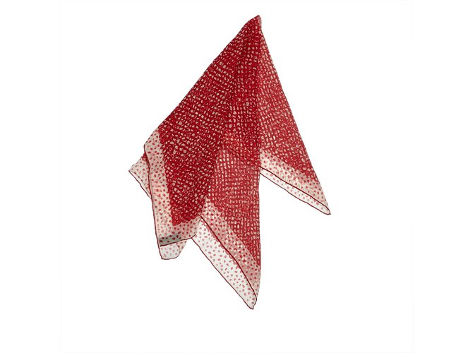 Louis Vuitton Lenço de seda impresso Branco Vermelho Cru Pano  ref.98951