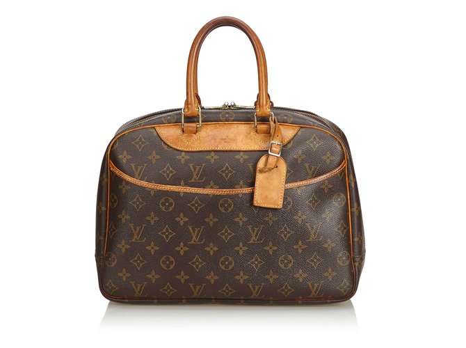 Louis Vuitton Monogram Deauville Brown Leather Cloth  ref.98980