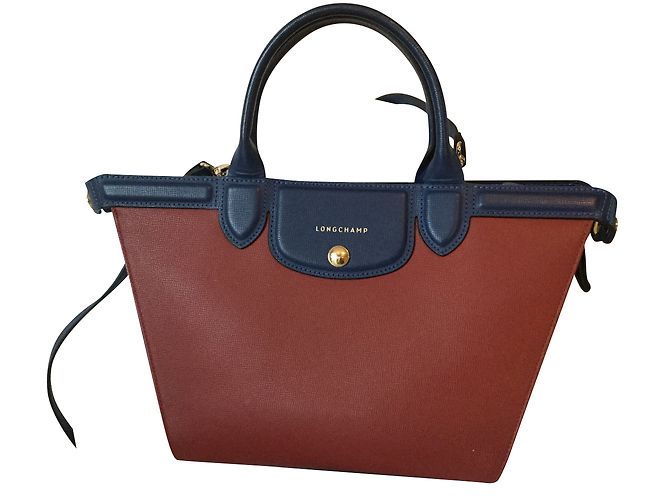 Sac à main Longchamp Heritage Folding Rouge Foncé Cuir Bordeaux