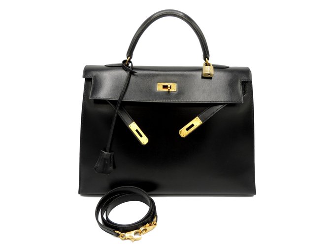 Hermès HERMES BAG KELLY 35 SELLIER Black Leather ref.99011 - Joli Closet