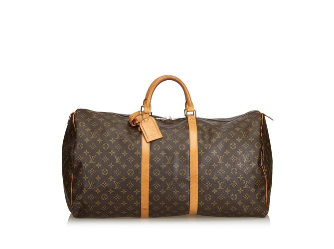 Louis Vuitton Monogram Keepall 60 Brown Leather Cloth  ref.99027